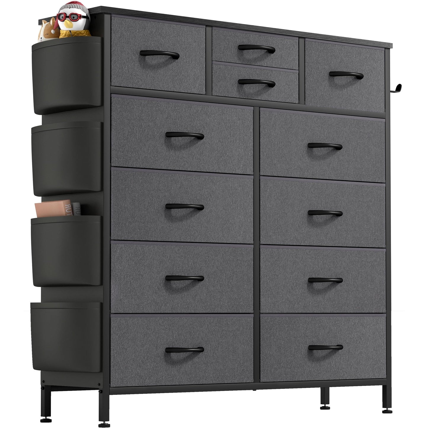 Commode haute en tissu à 12 tiroirs pour chambre à coucher