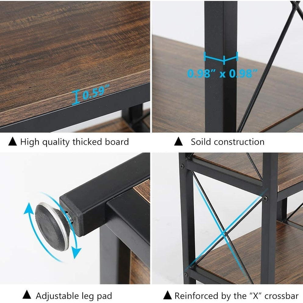 Bibliothèque échelle à 12 étagères, bibliothèque d'angle industrielle