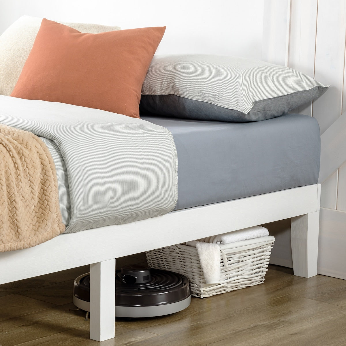 Cadre de lit plateforme classique en bois massif 12