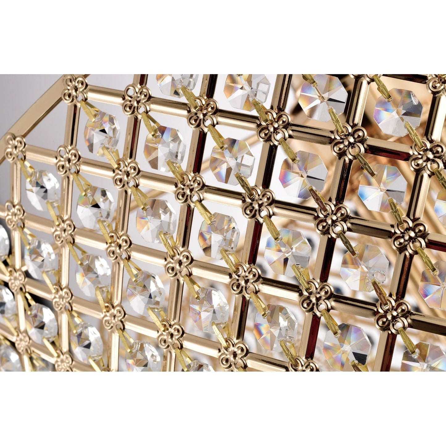 Lustre tambour à perles rondes avec cristaux suspendus