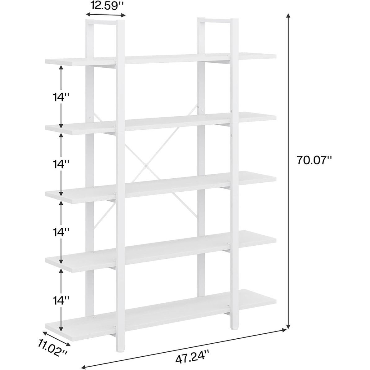 Bibliothèque à 5 niveaux, style industriel vintage