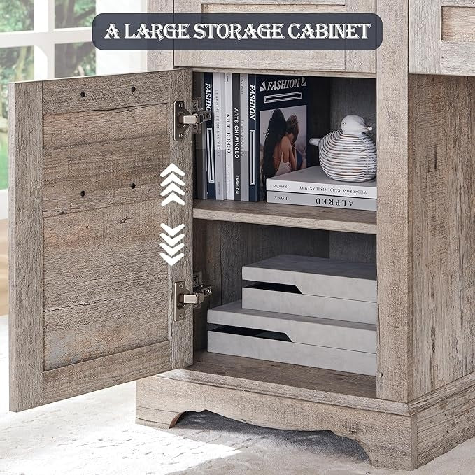 Bureau de direction en L de style ferme, bureau d'angle en bois, bureau d'ordinateur