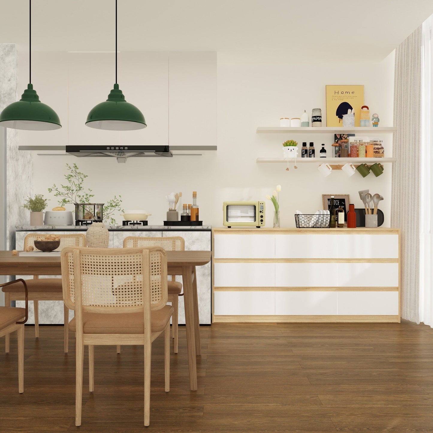 Commode d'appoint à 9 tiroirs 63W pour salon, chambre à coucher