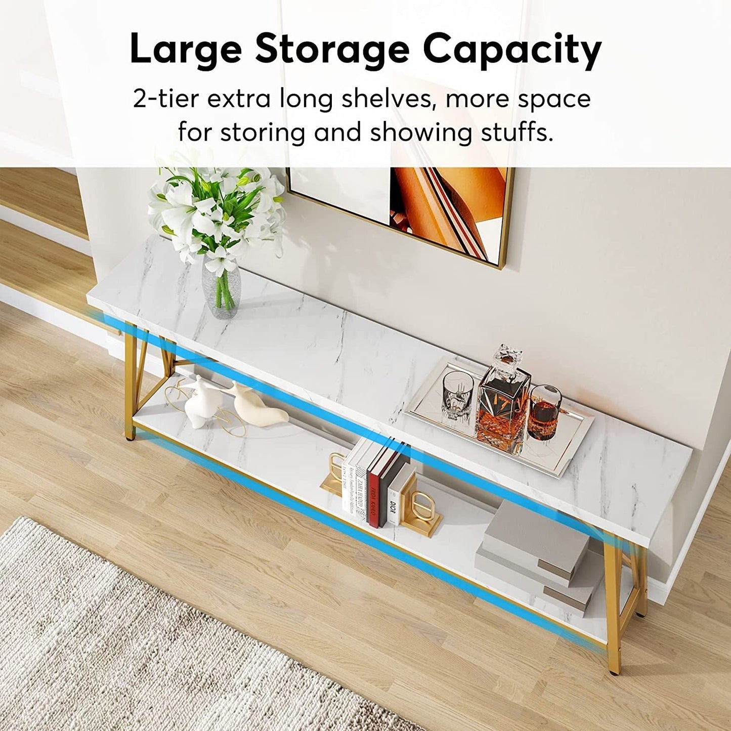 Table console d'entrée extra-longue de 70,9 pouces, style industriel