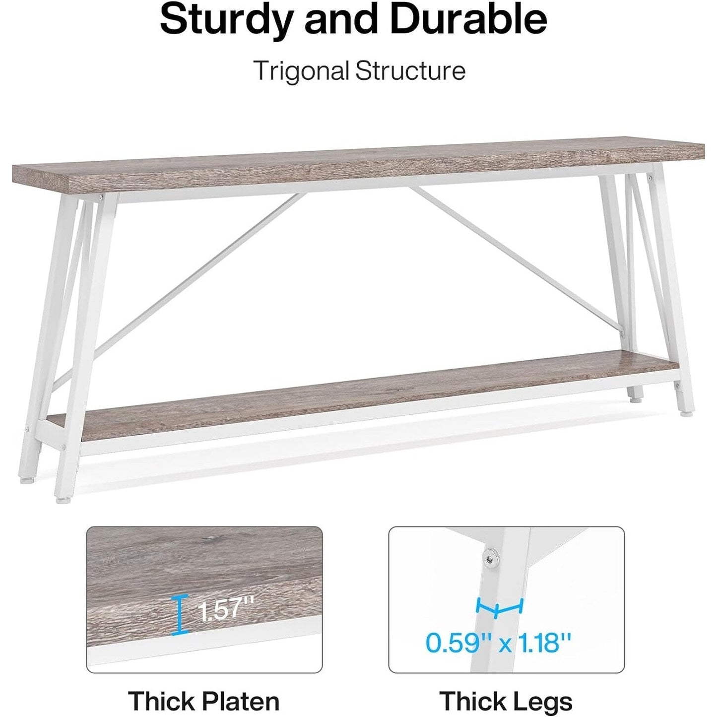 Table console d'entrée extra-longue de 70,9 pouces, style industriel