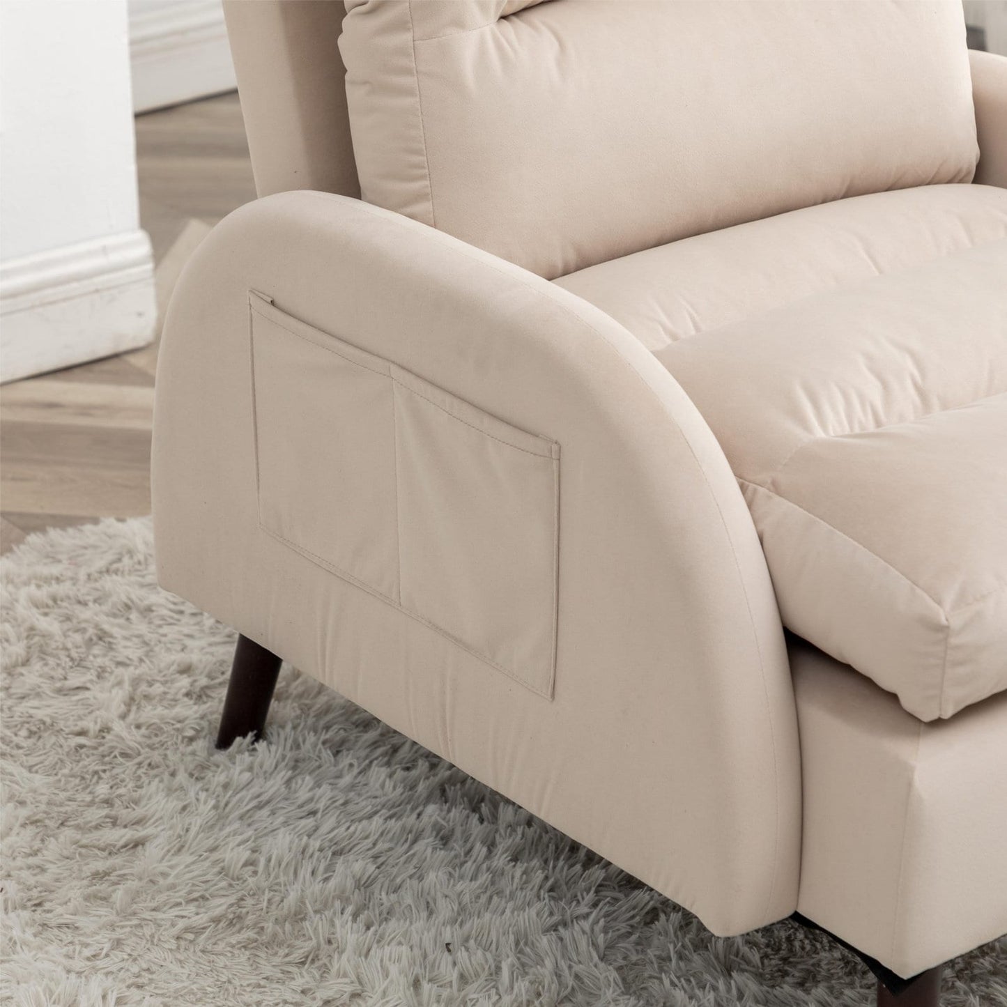 Fauteuil d'appoint HOMYKA avec dossier réglable et pouf de rangement