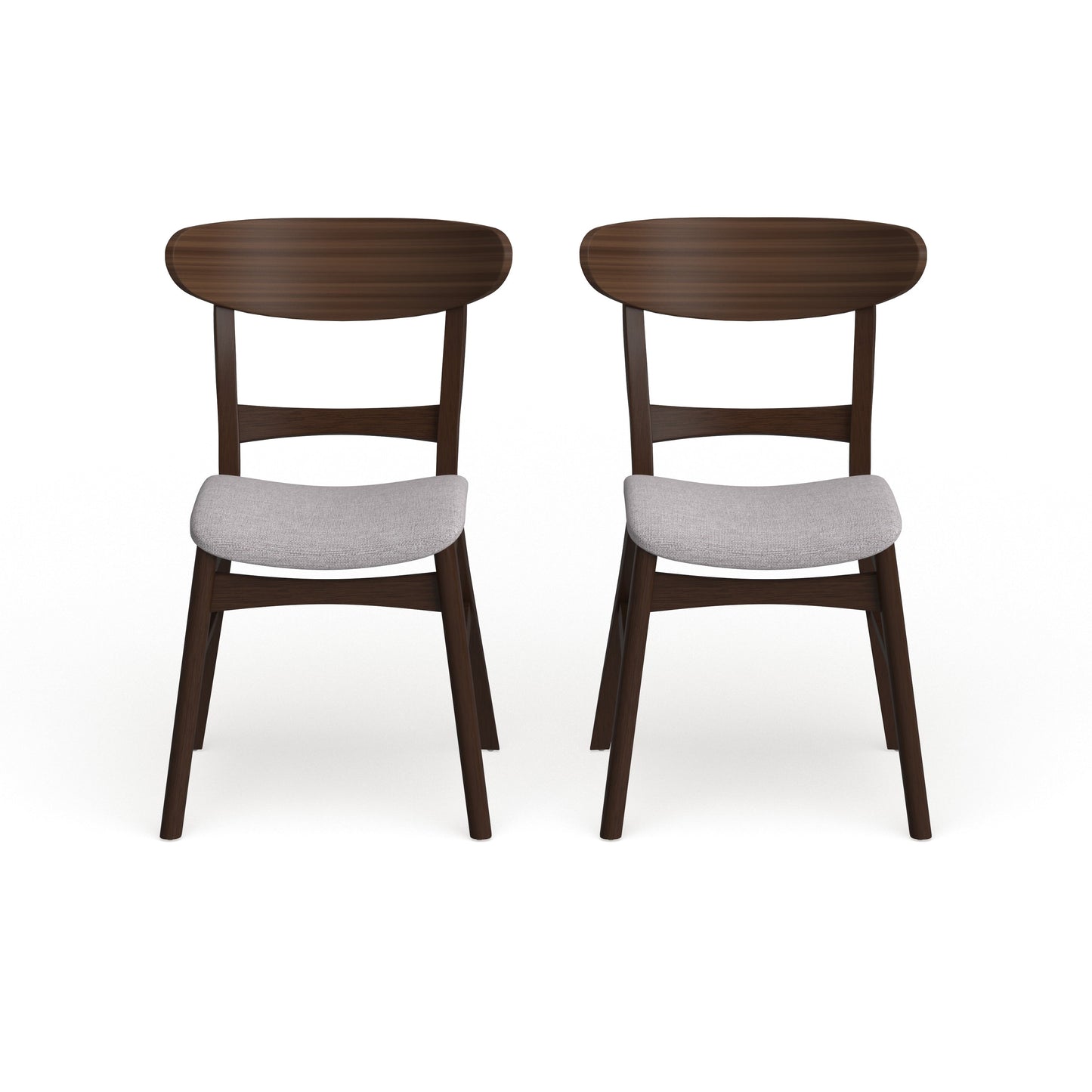 Chaise de salle à manger Abrielle en bois d'hévéa rembourrée de style milieu de siècle (lot de 2) par Christopher Knight Home