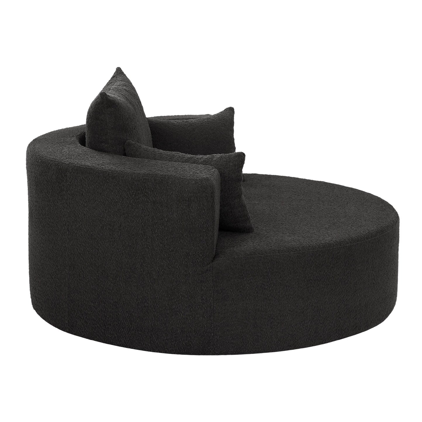 Chenille Accent Barrel Chair Lounge Chair, Round Sofa Chair Armchair with 360-Degree Swivel Base and 3 Removable Pillows