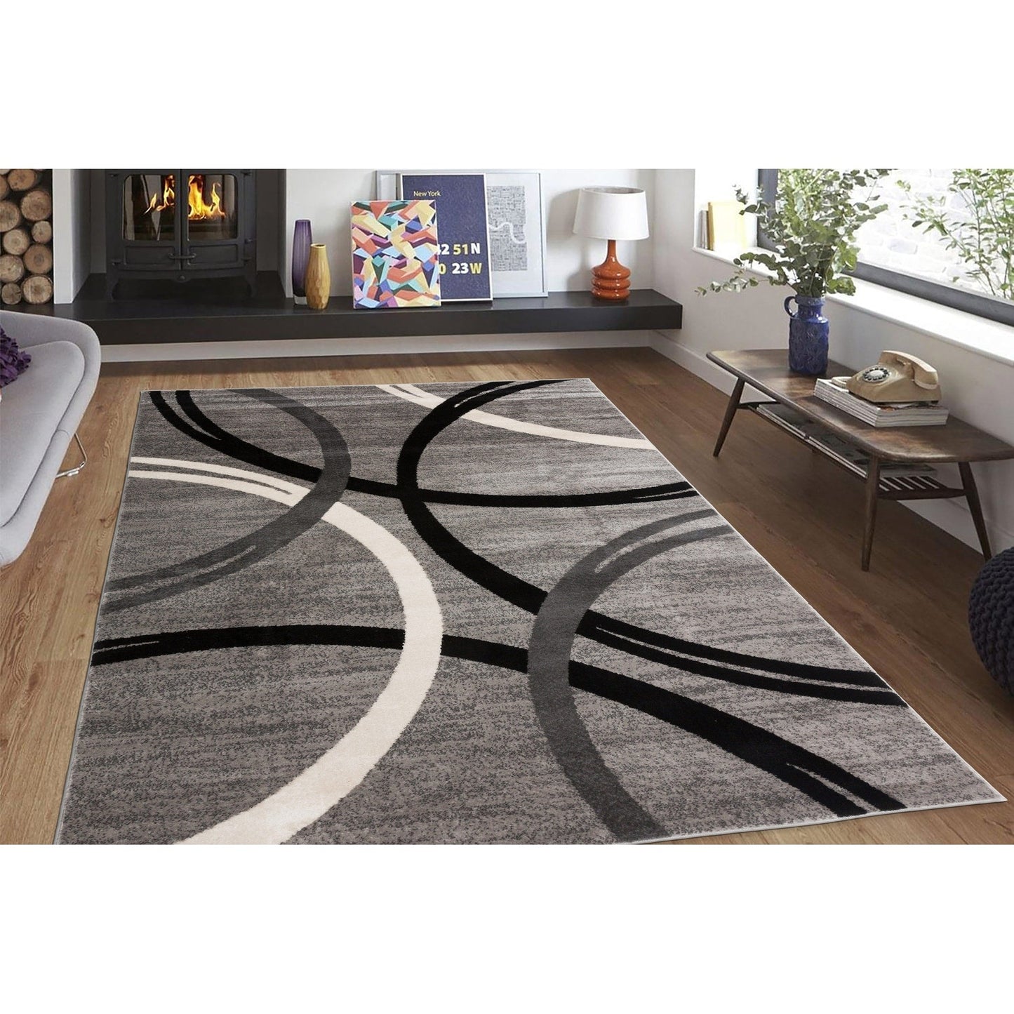 World Rug Gallery Contemporary Abstract Circles Design Area Rug
