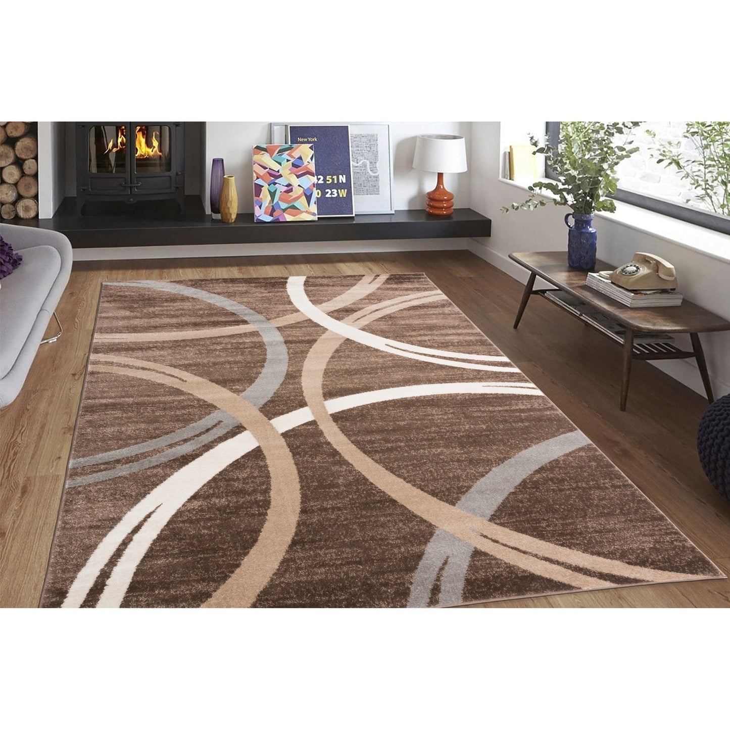 World Rug Gallery Contemporary Abstract Circles Design Area Rug