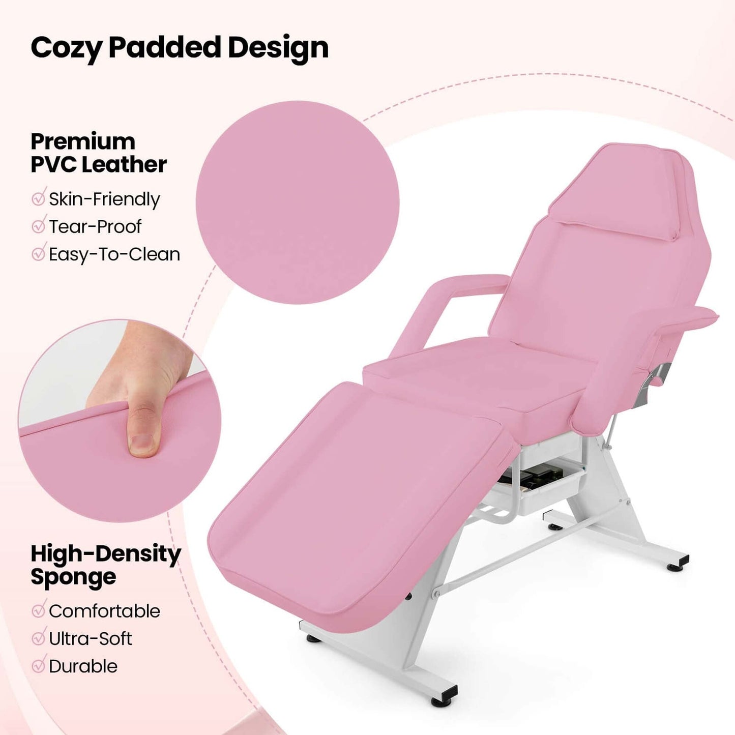 Costway 72 Massage Bed with Hydraulic Stool Adjustable Backrest &
