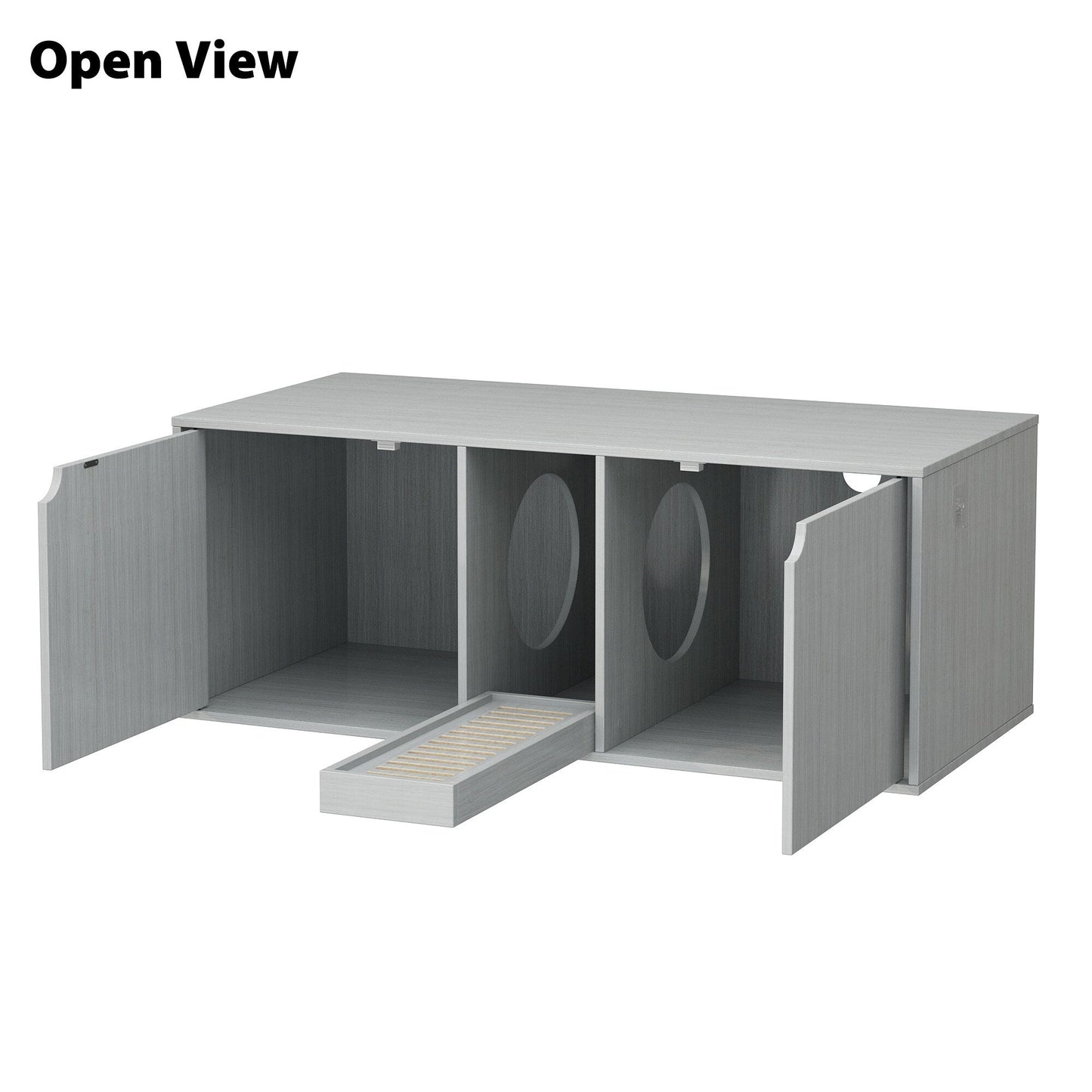 Dual-Compartment Cat Litter Box Enclosure Multi-Functional Furniture