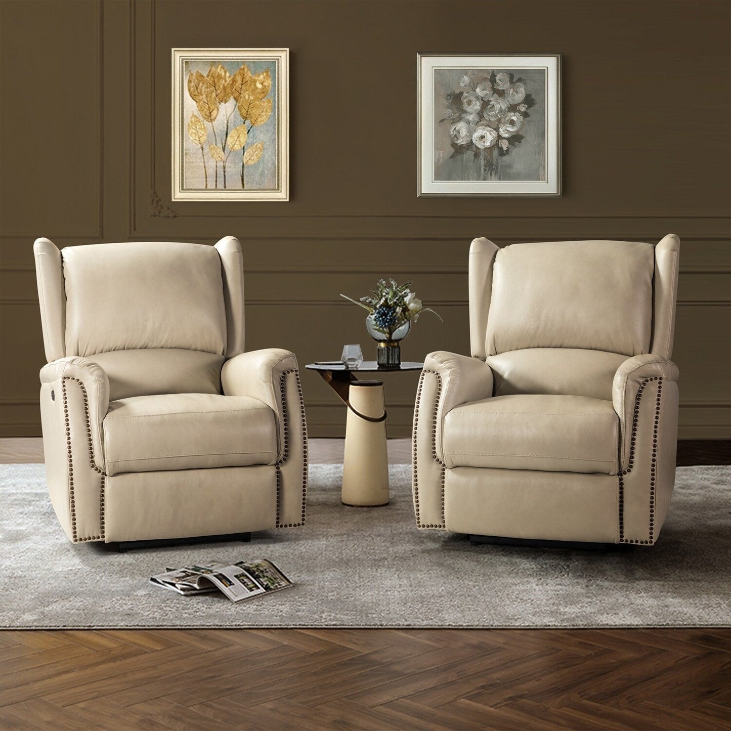 Eduardo Genuine Leather Power Recliner with USB Port Set of 2