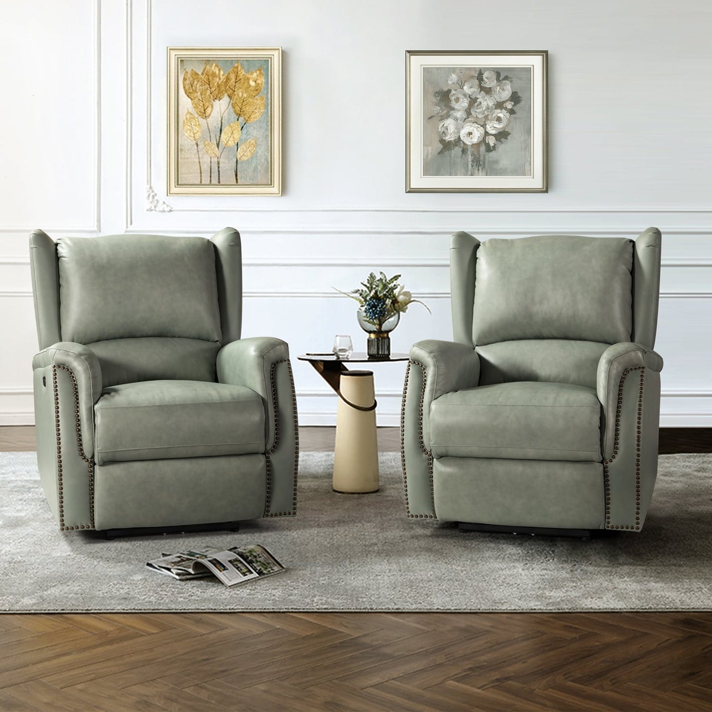 Eduardo Genuine Leather Power Recliner with USB Port Set of 2