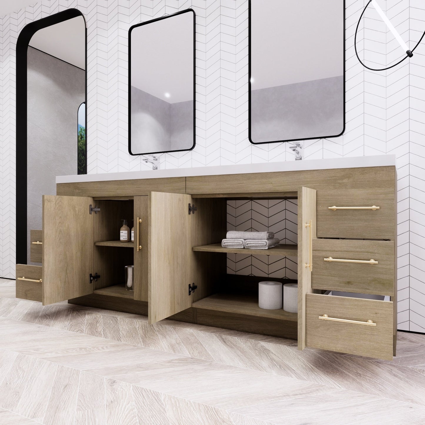 Meuble-lavabo autoportant Eliza de 72 po avec double vasque