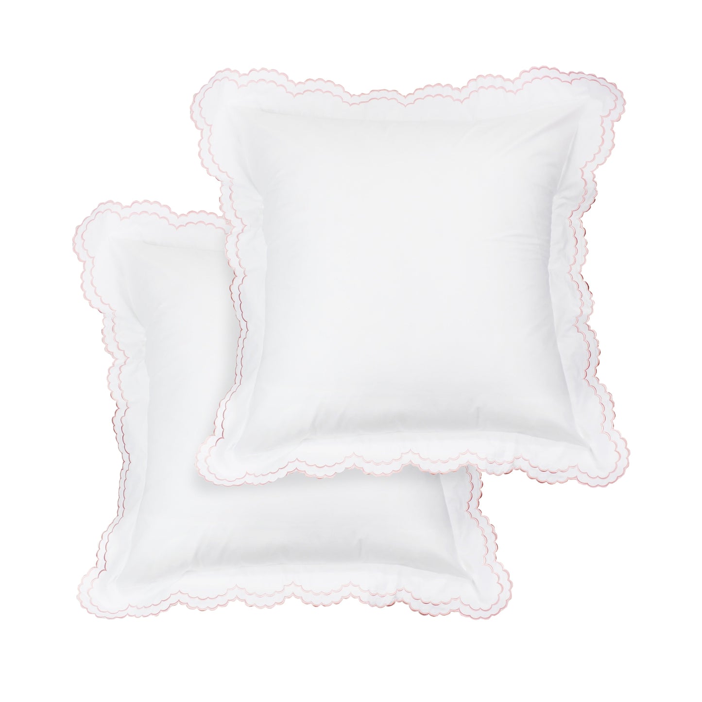 Embroidered Percale Crisp Cotton Double Scallopier Duvet Set and Sham