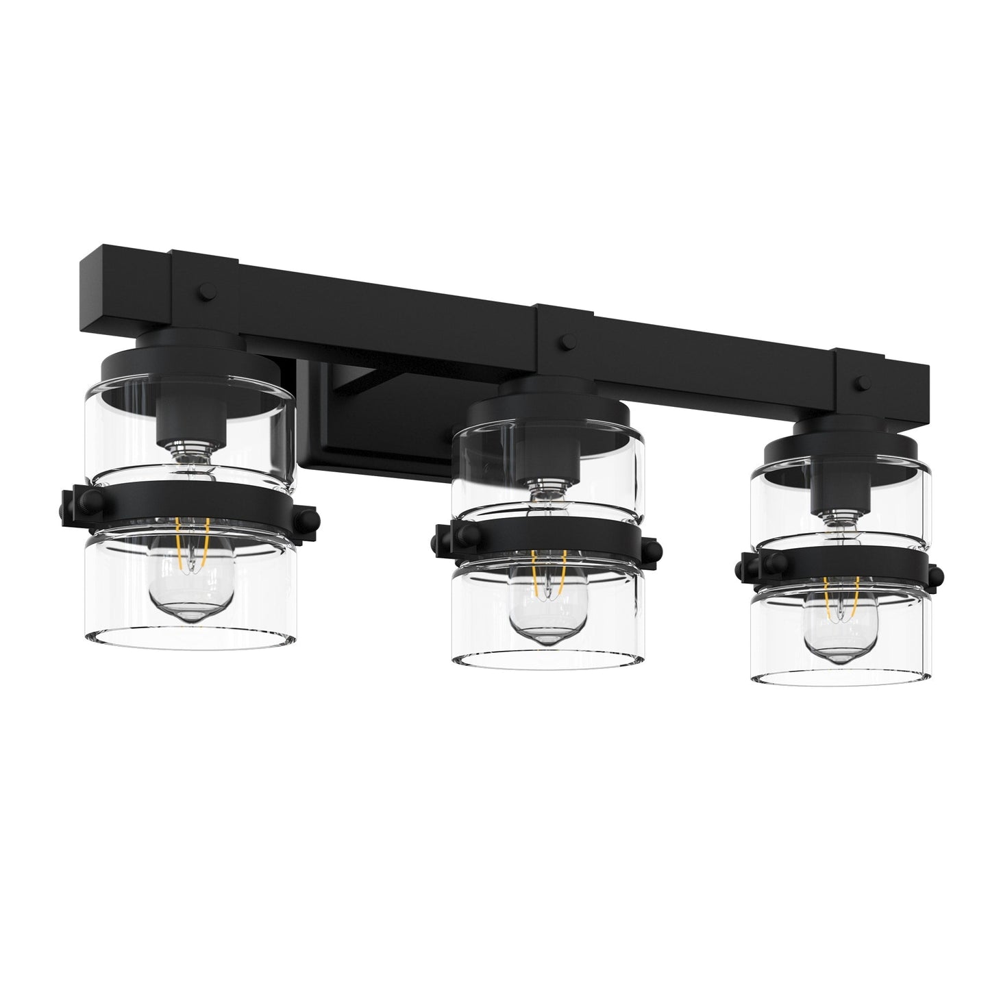 ExBrite Farmhouse 3-lights Bathroom Dimmable Iron Black Vanity Lights Wall Sconces