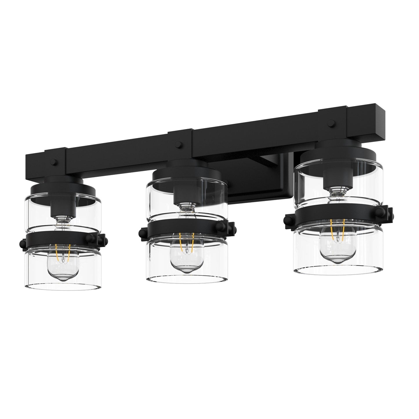 ExBrite Farmhouse 3-lights Bathroom Dimmable Iron Black Vanity Lights Wall Sconces