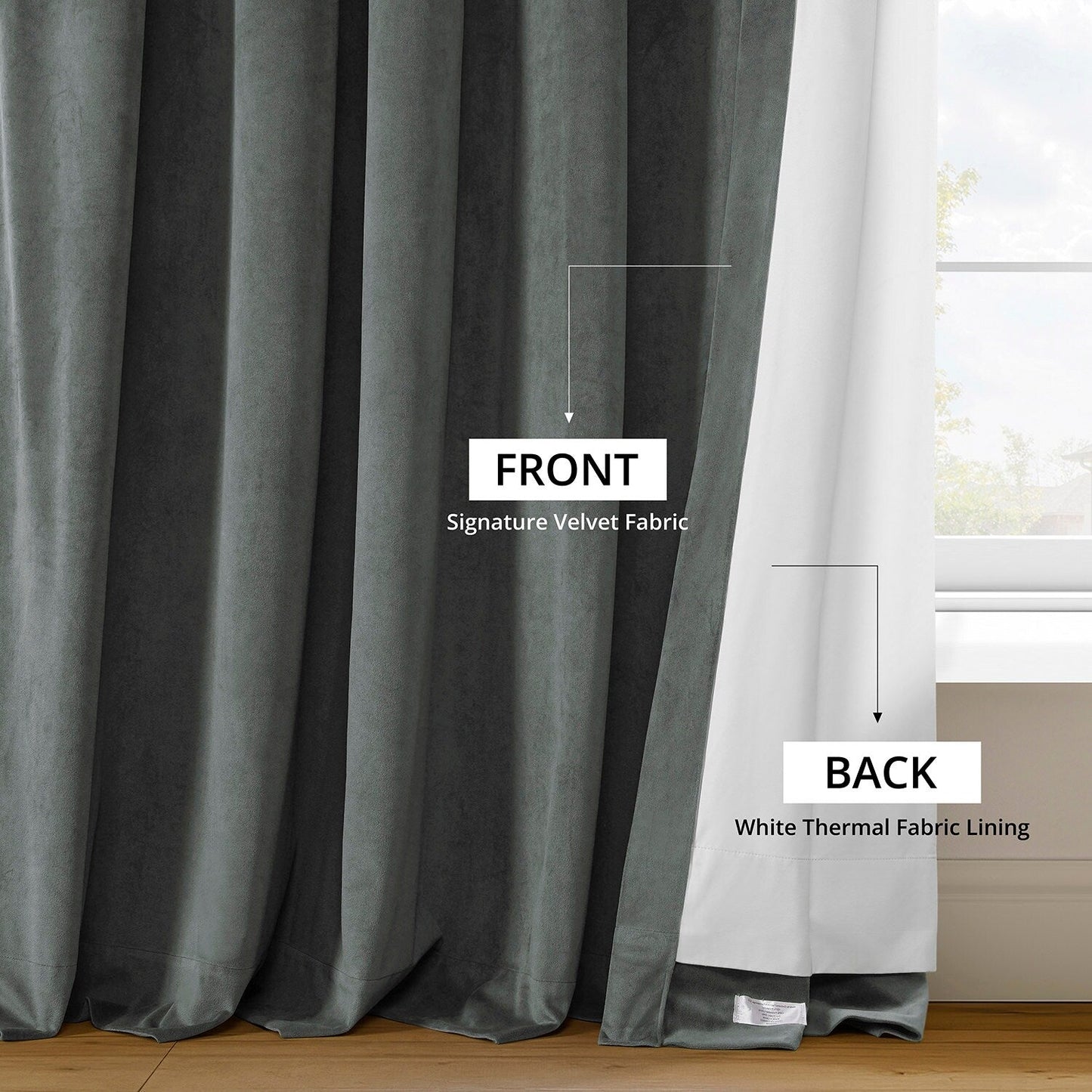 Exclusive Fabrics Signature Extra Wide Blackout Velvet Curtains (1 Panel) - Luxurious Blackout Drapes