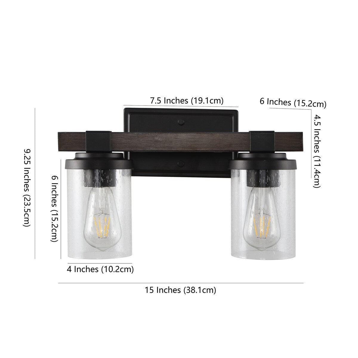 Ferme Iron/Seeded Glass Rustic Farmhouse LED Vanity Light, by JONATHAN Y