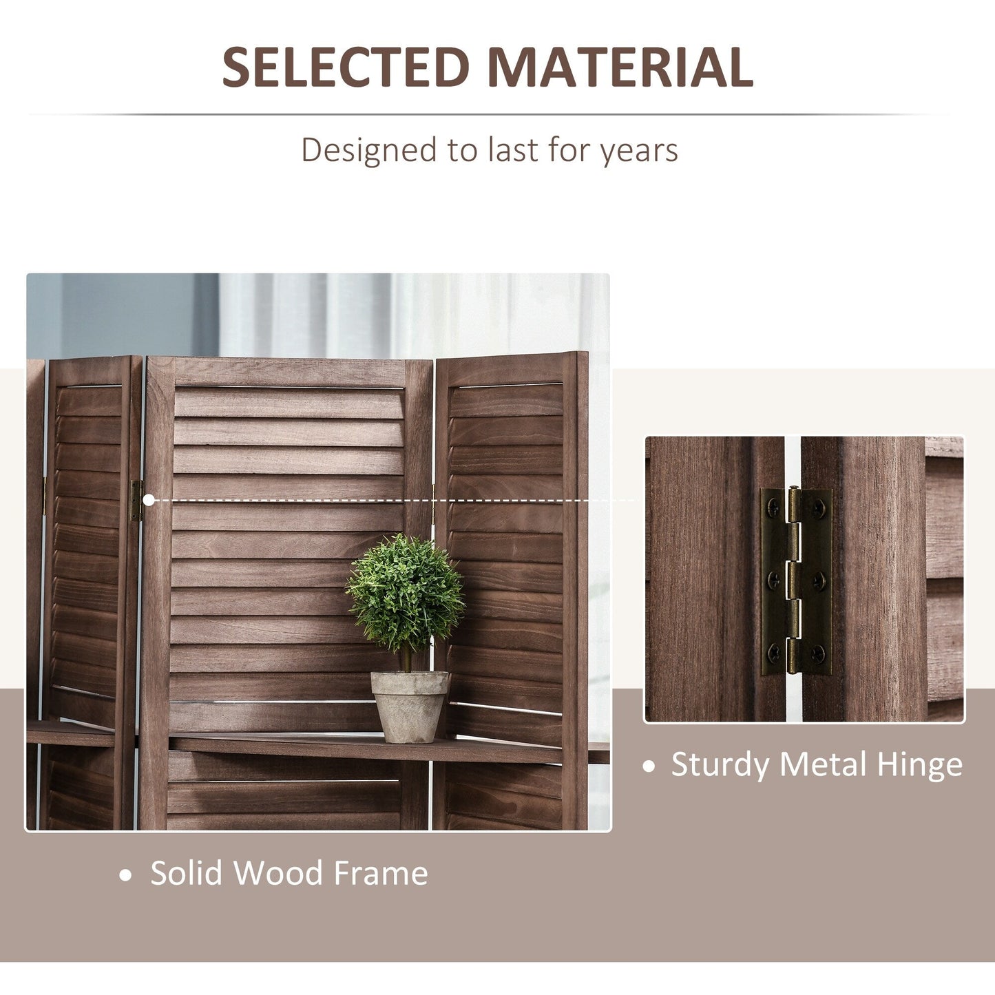 HOMCOM 4-Panel Folding Room Divider, 5.5 Ft Tall Freestanding Privacy Screen Panels for Indoor Bedroom - 63.75 x 0.75 x 67