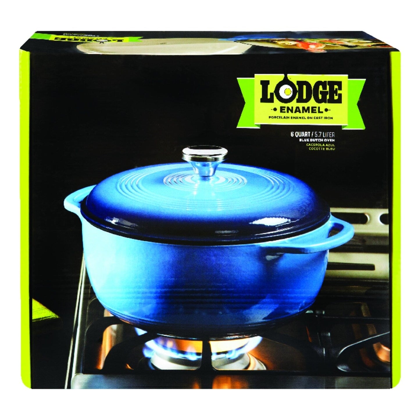 Cocotte en fonte émaillée bleue Lodge Essential de 6 pintes