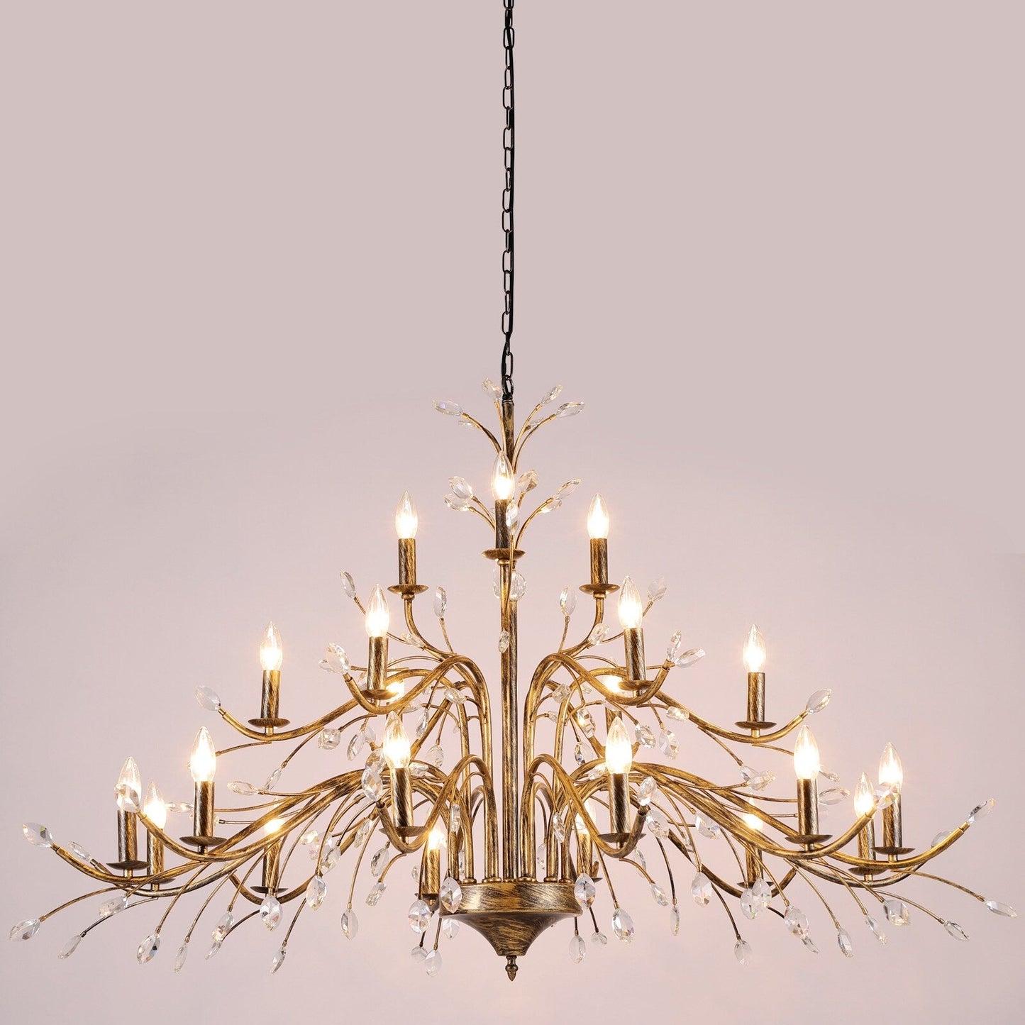 Lustre en cristal style bougie style rétro avec branches d'arbres