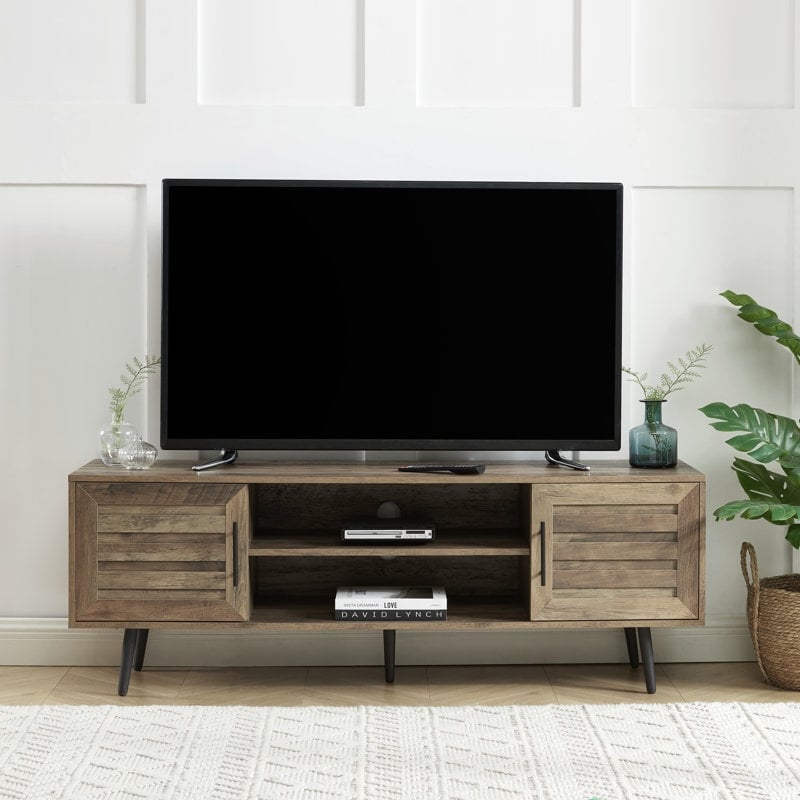 Meuble TV moderne du milieu du siècle pour téléviseurs jusqu'à 70 pouces Console multimédia de centre de divertissement - 20,5'' HX 59'' LX 15,5'' P