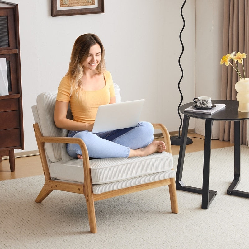 Chaise d'appoint rembourrée de style moderne du milieu du siècle