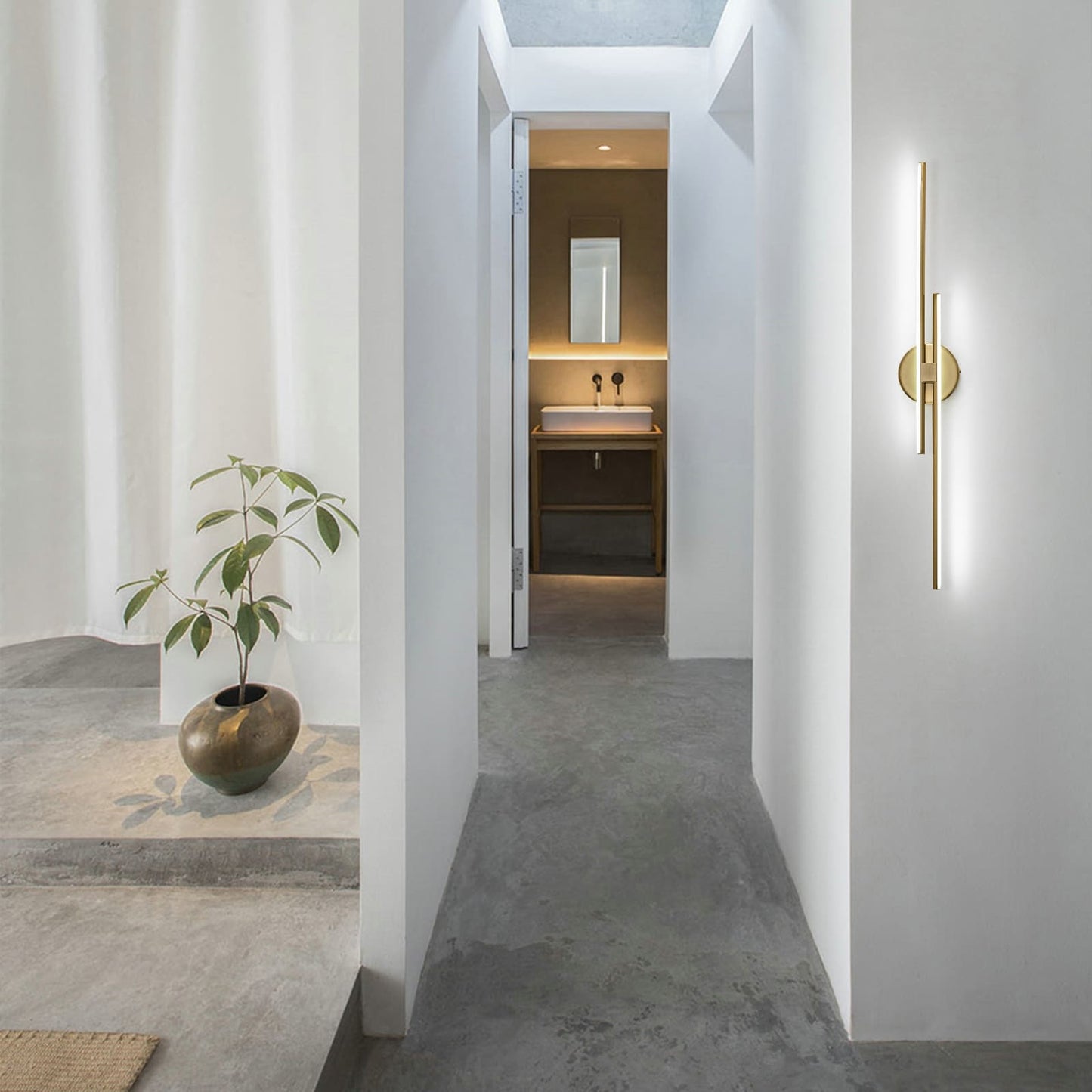 Minimalist 2-Light Dimmable LED Vanity Light Linear Metal Wall Sconce