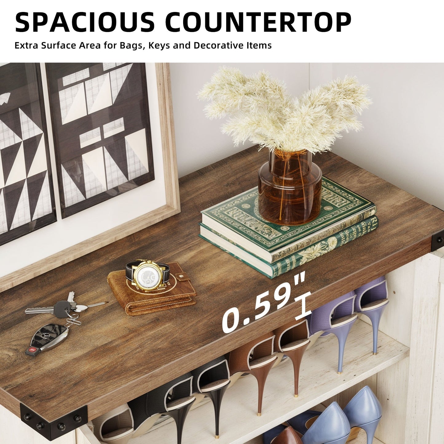 Meuble de rangement à chaussures Moasis à 5 niveaux pour 20 paires de chaussures avec portes doubles pour l'entrée