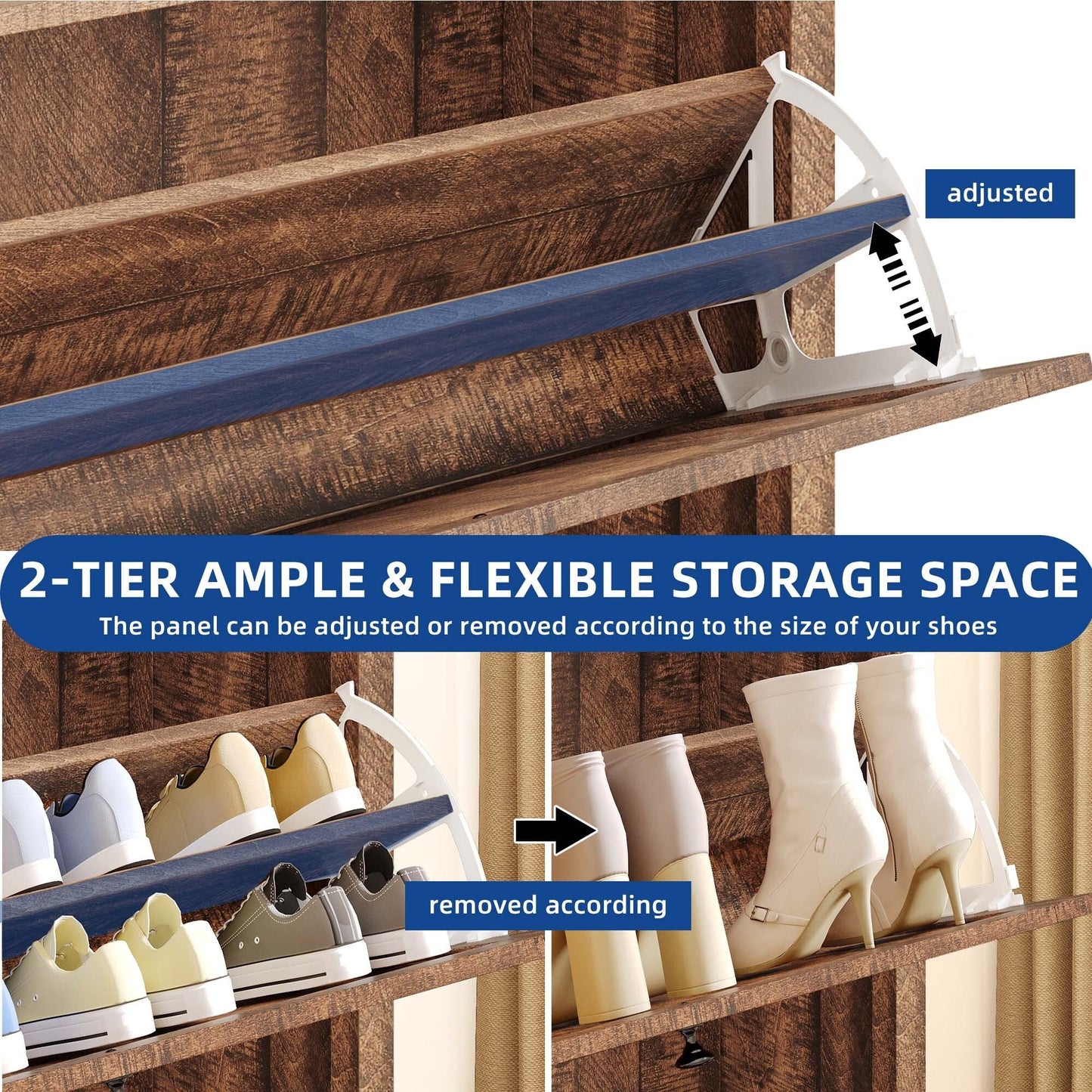 Meuble de rangement à chaussures Moasis avec 2 compartiments pour entrée et couloir