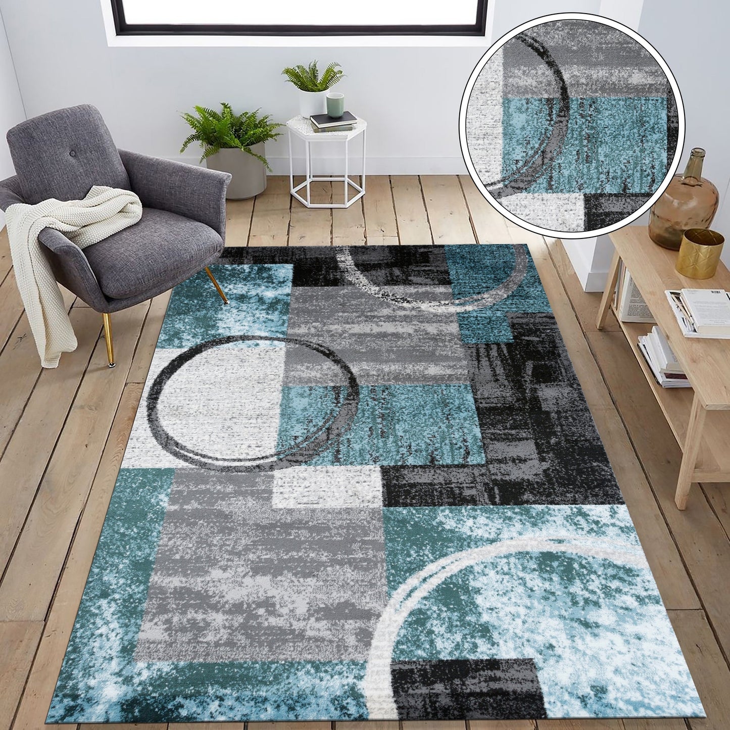 World Rug Gallery Abstract Polypropylene Machine-Made Circle Area Rug