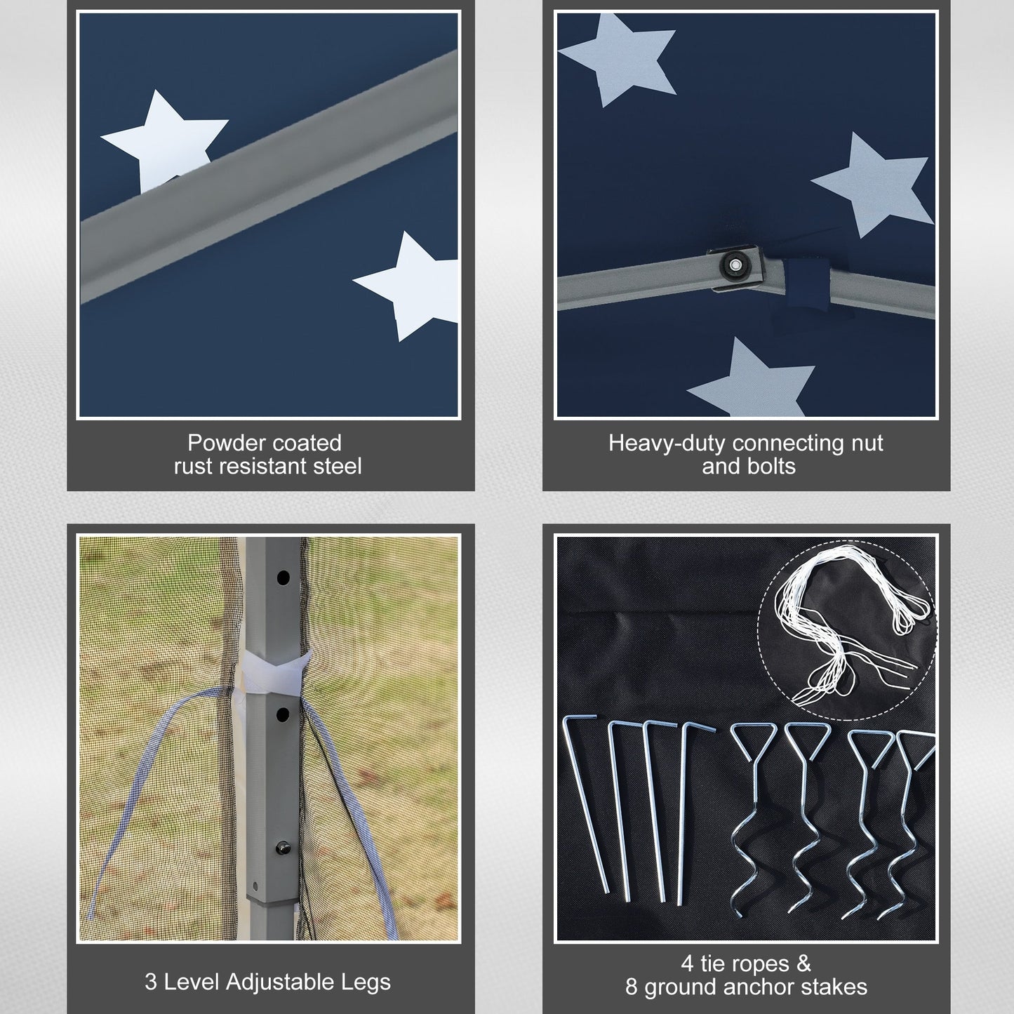 Auvent pop-up robuste Outsunny 10' x 10' avec filet latéral en maille amovible, conception d'installation facile, événement de fête en plein air