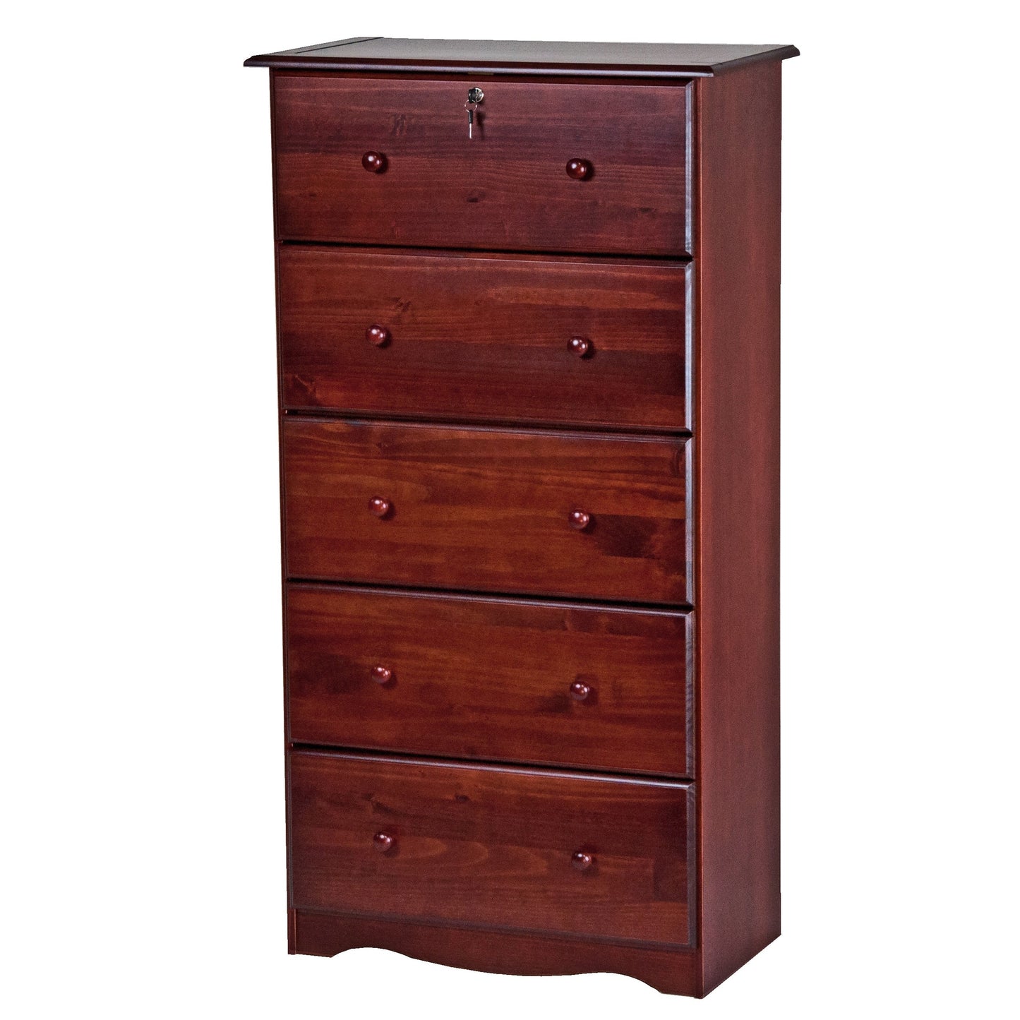 Commode 5 tiroirs géants 100 % bois massif de Palace Imports avec serrure, boutons en métal ou en bois