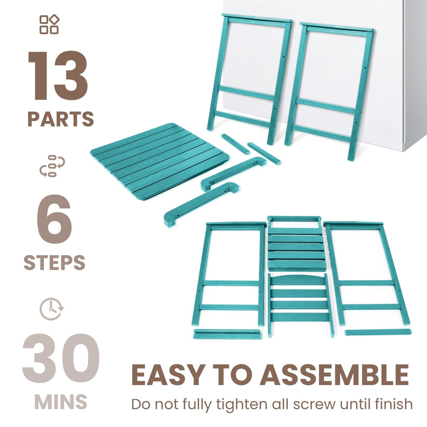Plastic Tall adirondack Chair Set Of 3-Piece Patio Conversation Set