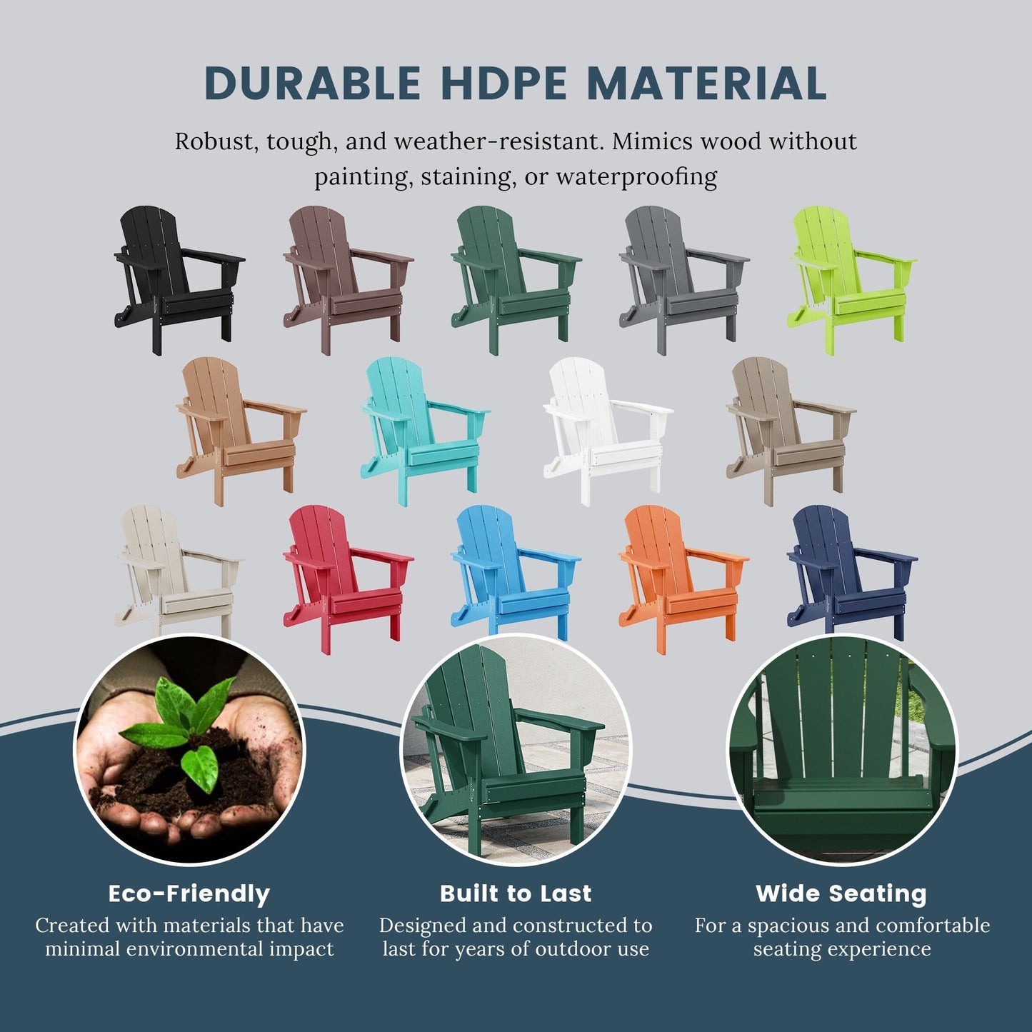 Chaises pliantes Adirondack Polytrends Laguna résistantes aux intempéries (lot de 4)