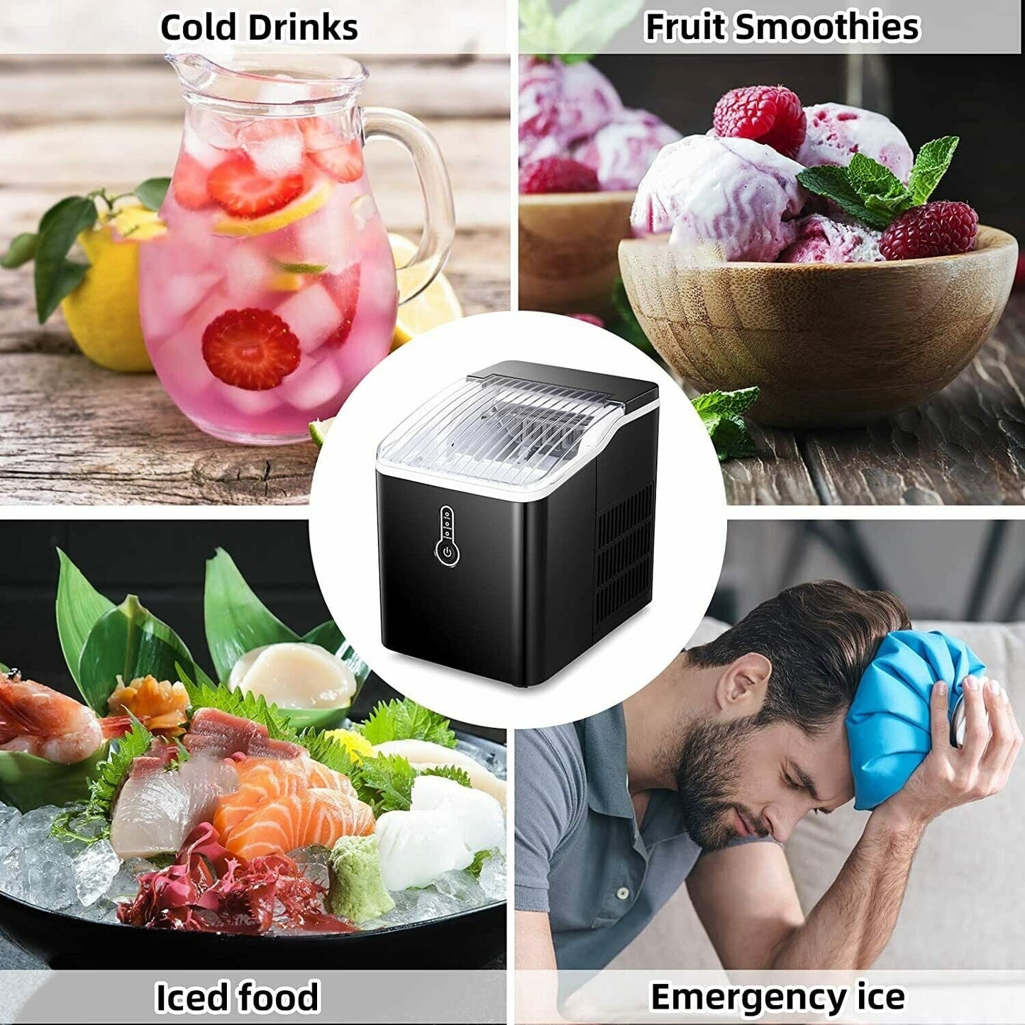 Portable Countertop Ice Maker Machine,26Lbs/24H, Self-Cleaning Home, Low Noise