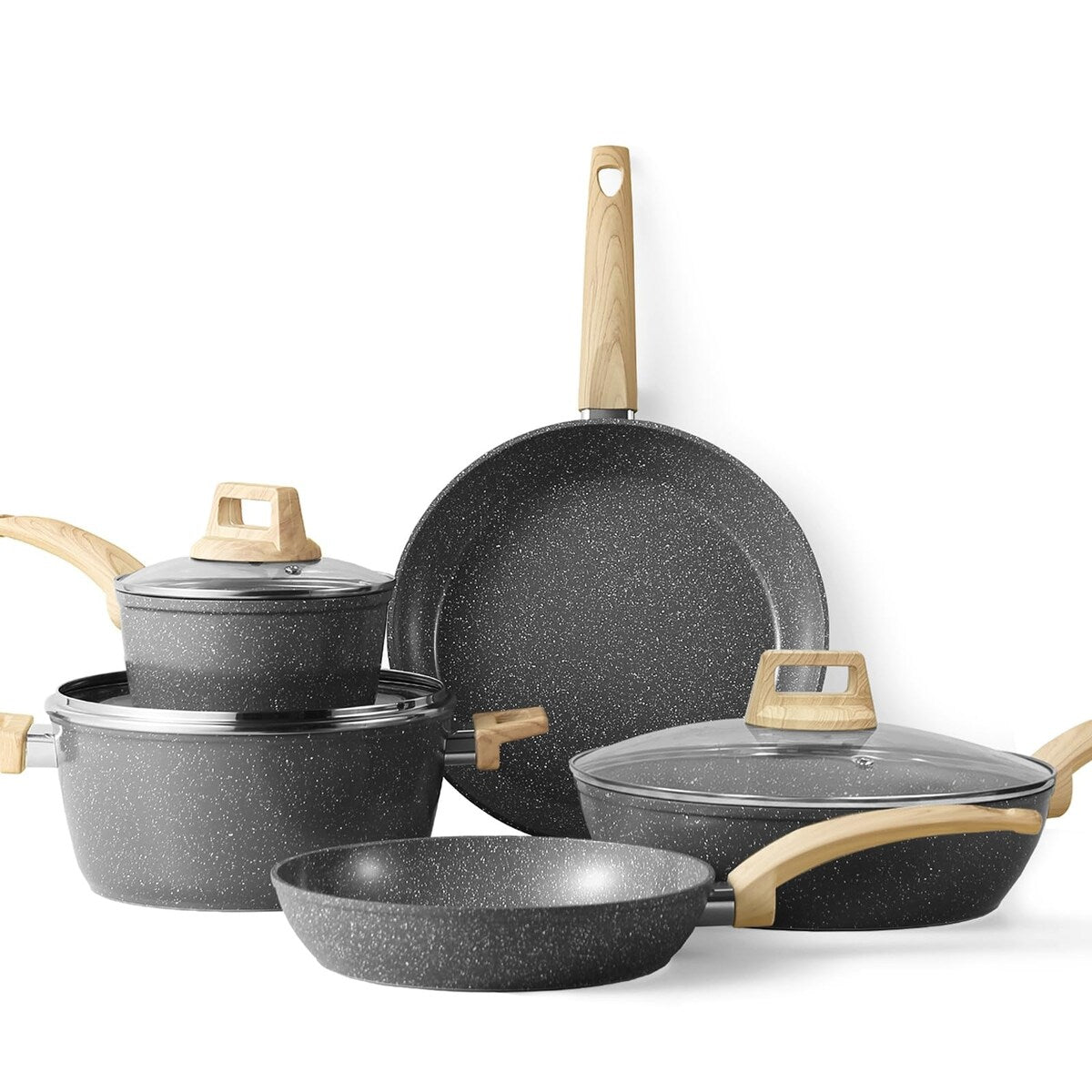 Ensemble de casseroles et poêles antiadhésives en céramique Ensemble de cuisine antiadhésive avec poêle à frire, casserole, sauteuse, cocotte