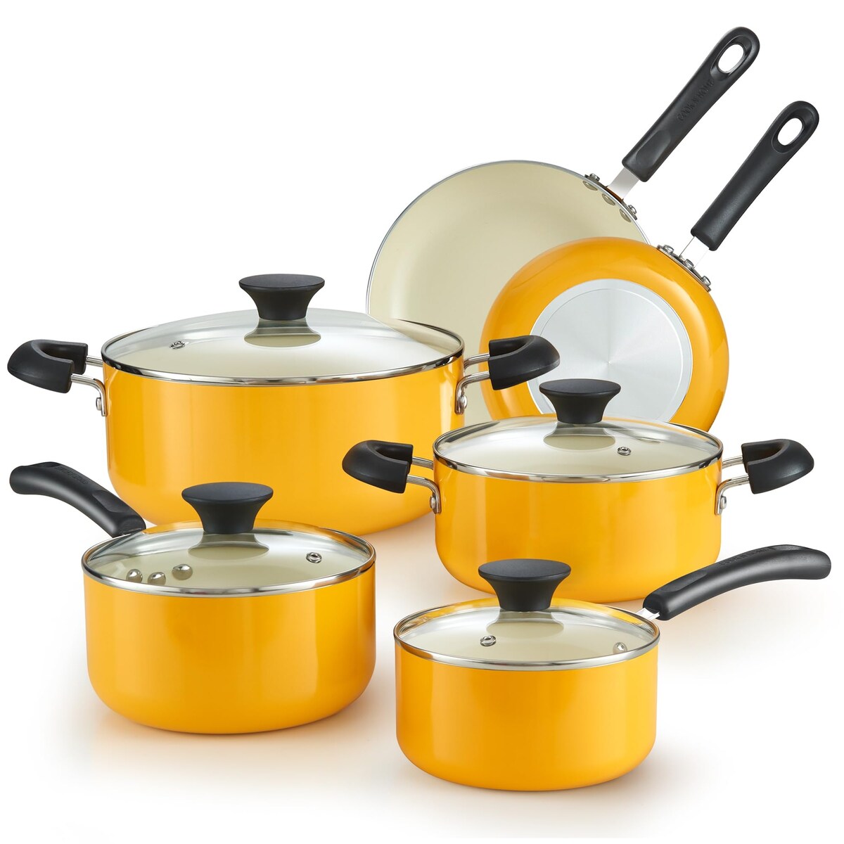 Ensemble de casseroles et poêles antiadhésives, batterie de cuisine en céramique 10 pièces, ensemble de cuisson antiadhésif avec casseroles