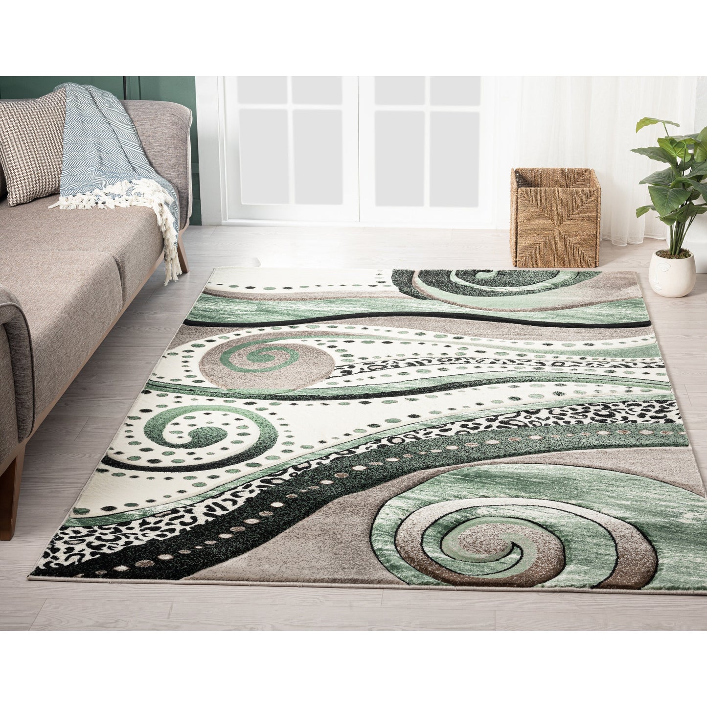 Rhodes Collection Abstract Swirl Area Rug