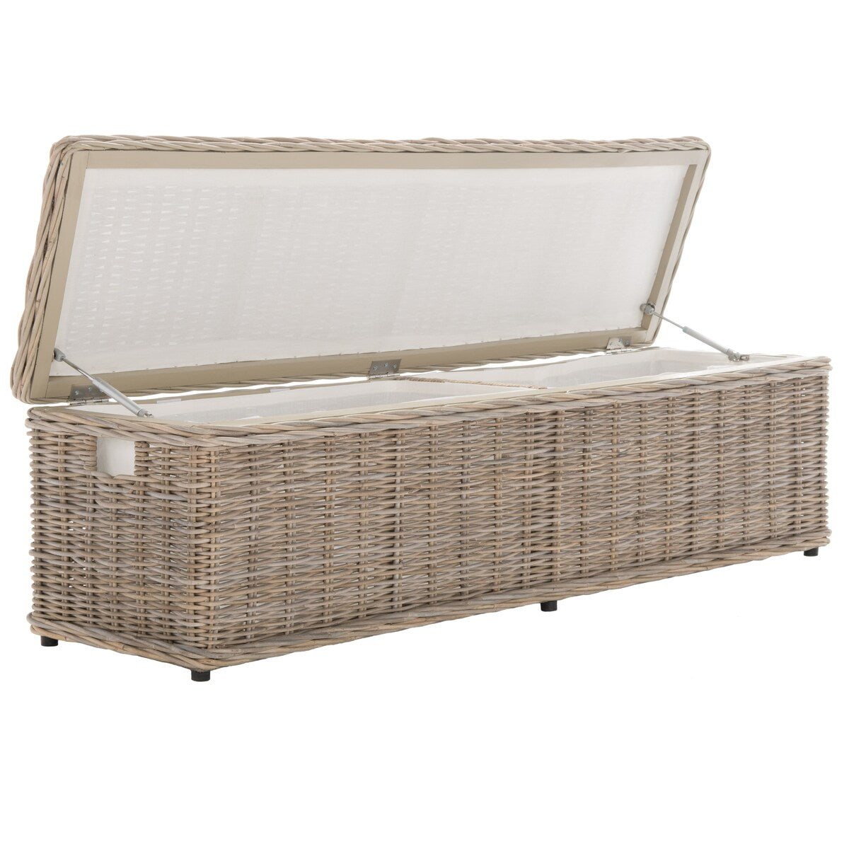 Coffre de rangement en rotin naturel gris Marcelien de SAFAVIEH - 63 x 18,1 x 18,7 - 63 L x 18 P x 19 H