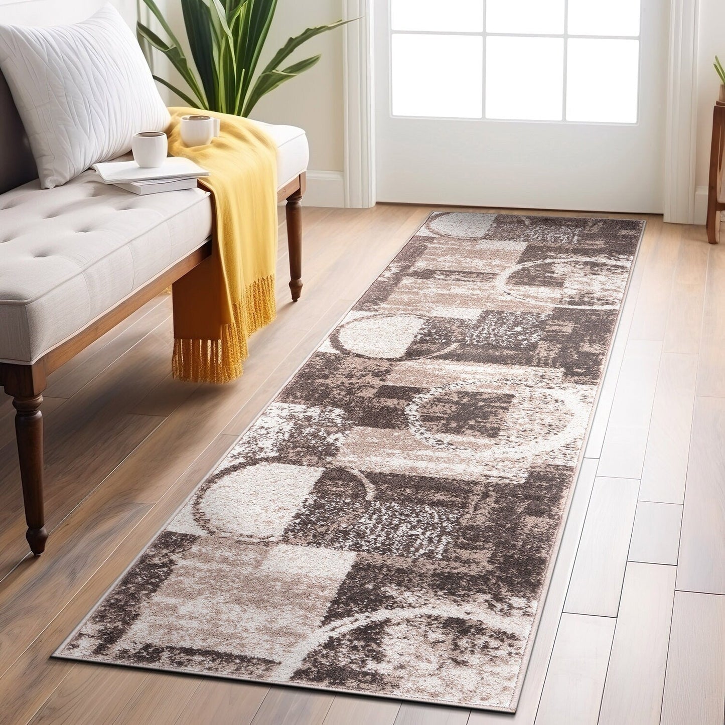 World Rug Gallery Abstract Polypropylene Machine-Made Circle Area Rug