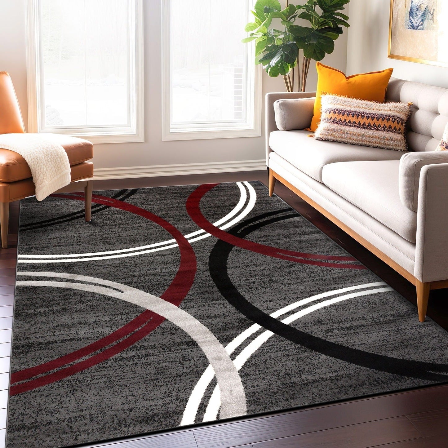 World Rug Gallery Contemporary Abstract Circles Design Area Rug