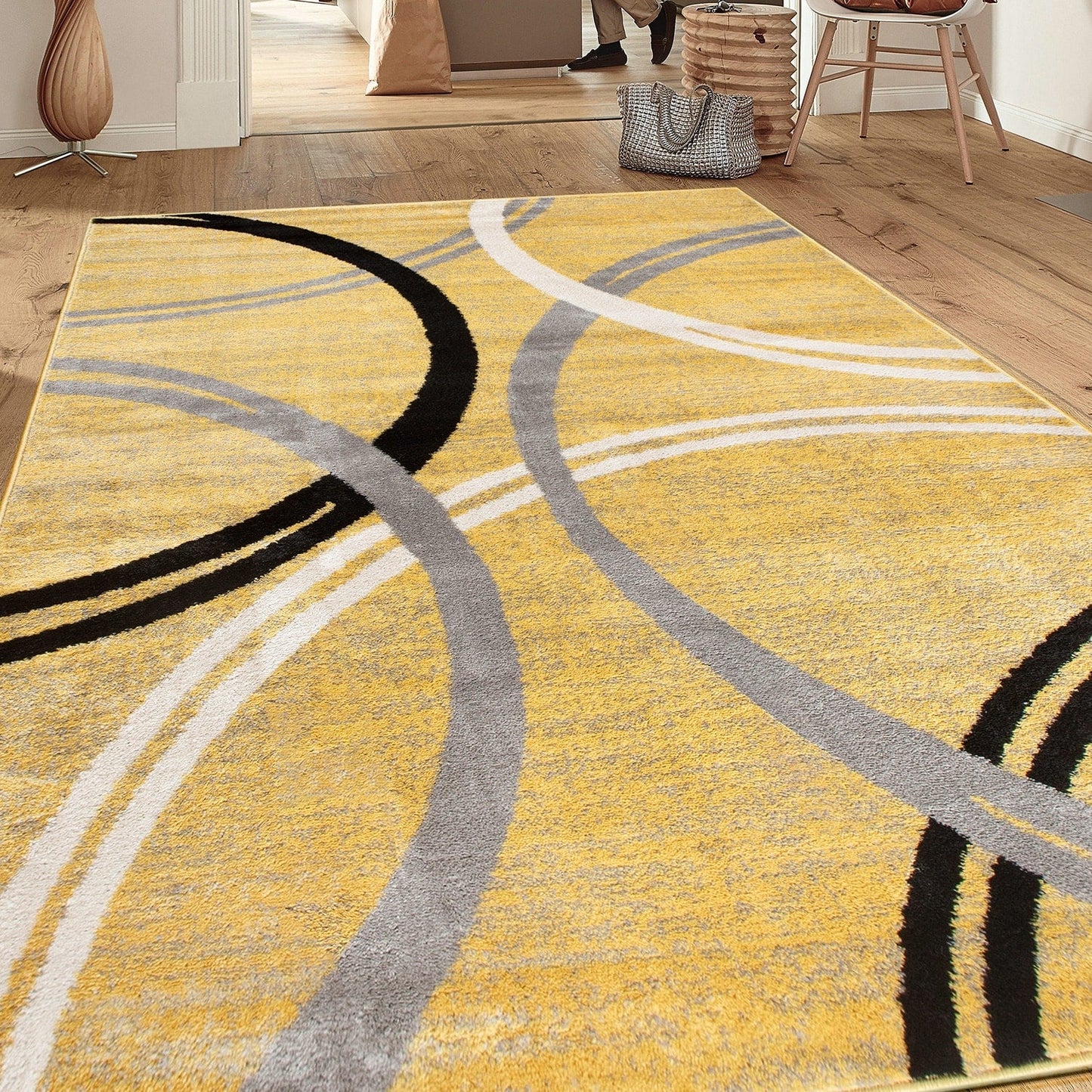 World Rug Gallery Contemporary Abstract Circles Design Area Rug