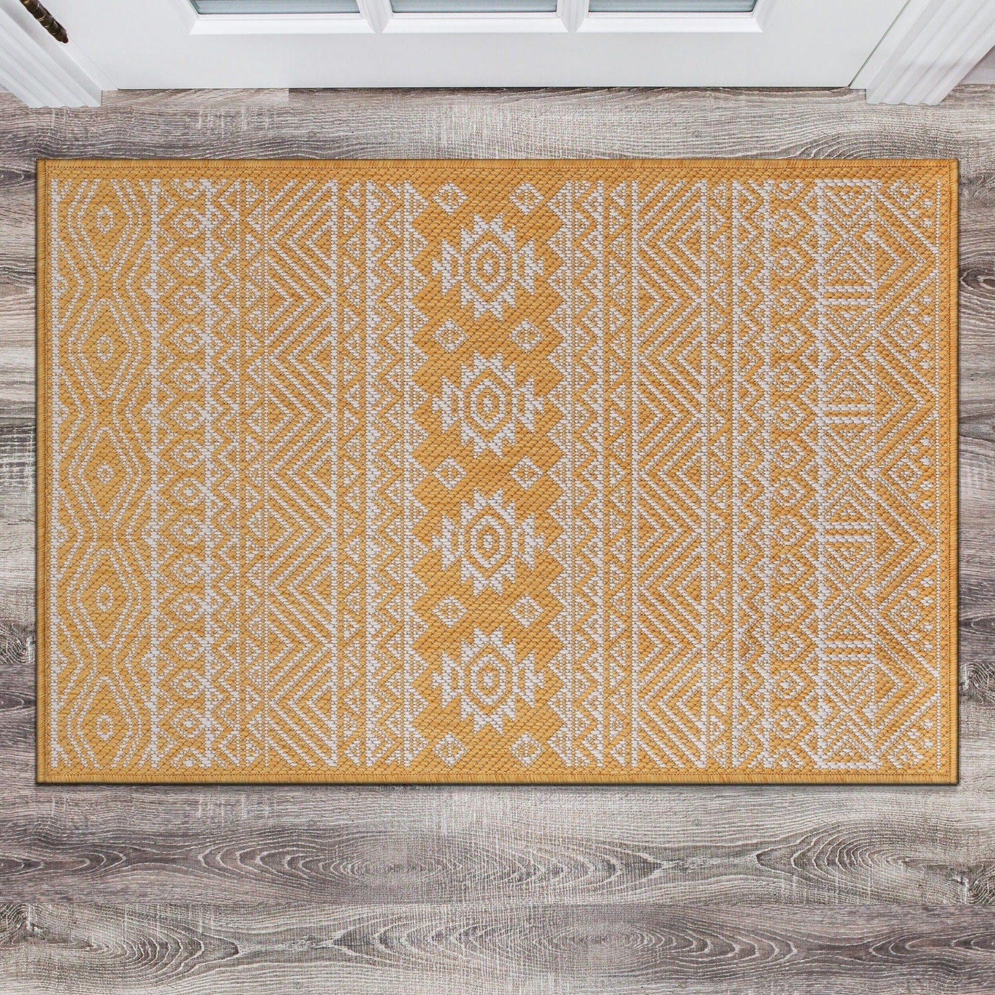 World Rug Gallery Distressed Geometric Bohemian Textured Flat Weave Indoor/Outdoor Area Rug