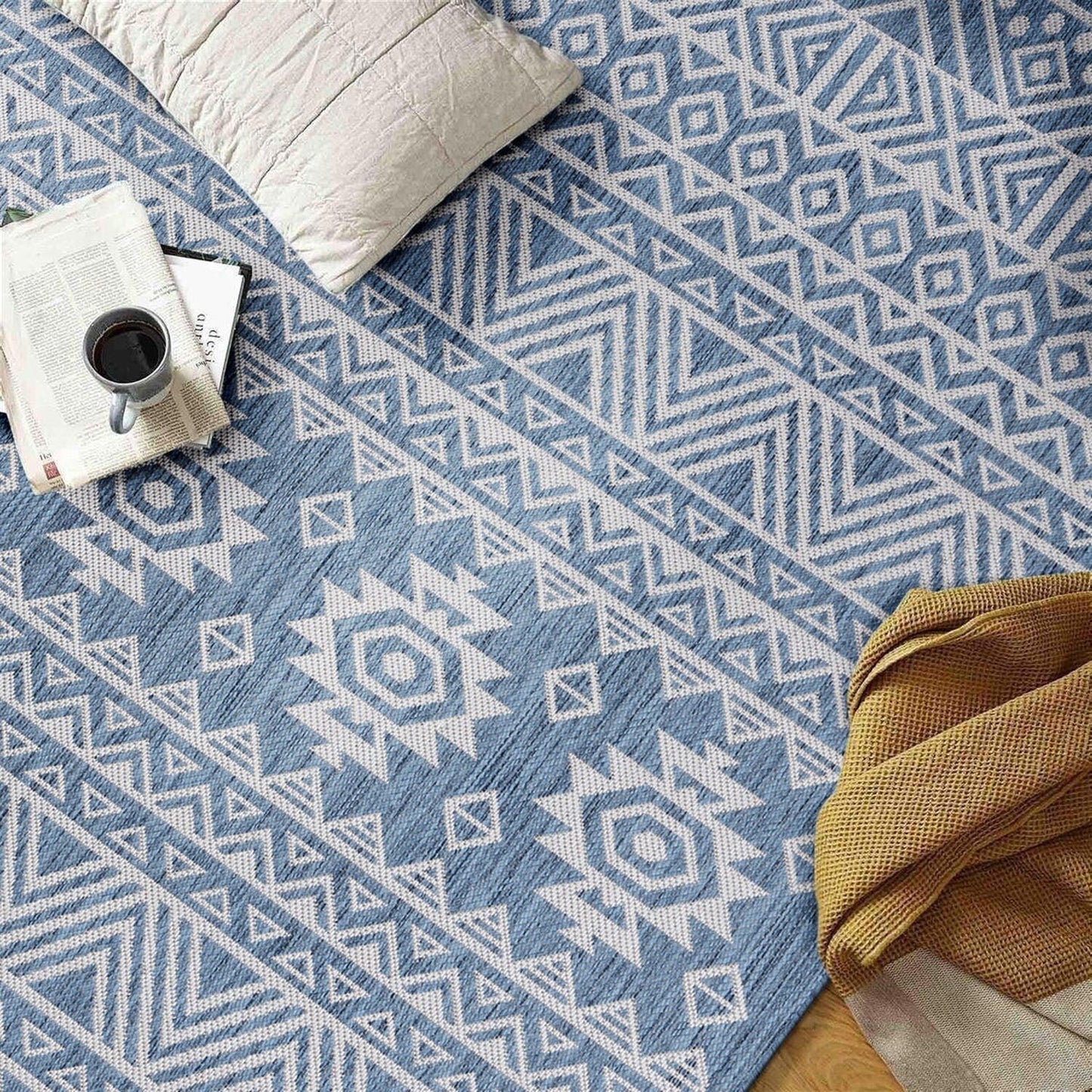 World Rug Gallery Distressed Geometric Bohemian Textured Flat Weave Indoor/Outdoor Area Rug