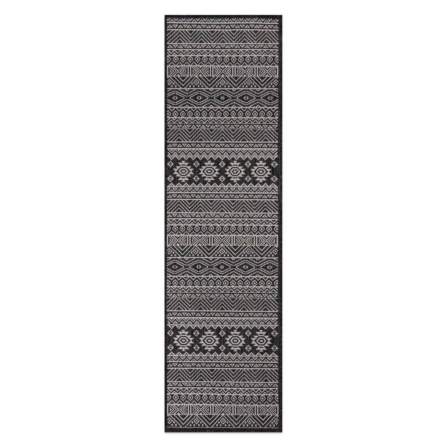 World Rug Gallery Distressed Geometric Bohemian Textured Flat Weave Indoor/Outdoor Area Rug