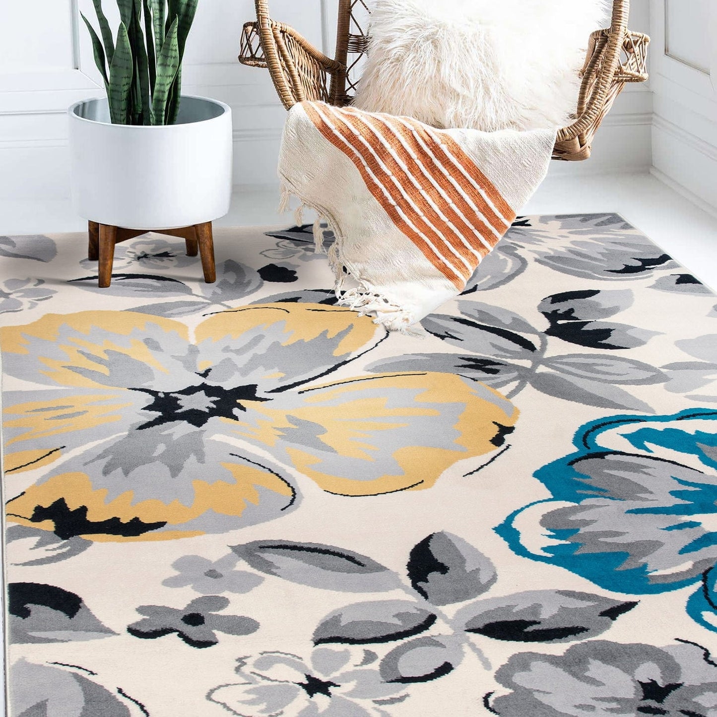 World Rug Gallery Modern Floral Design Area Rug