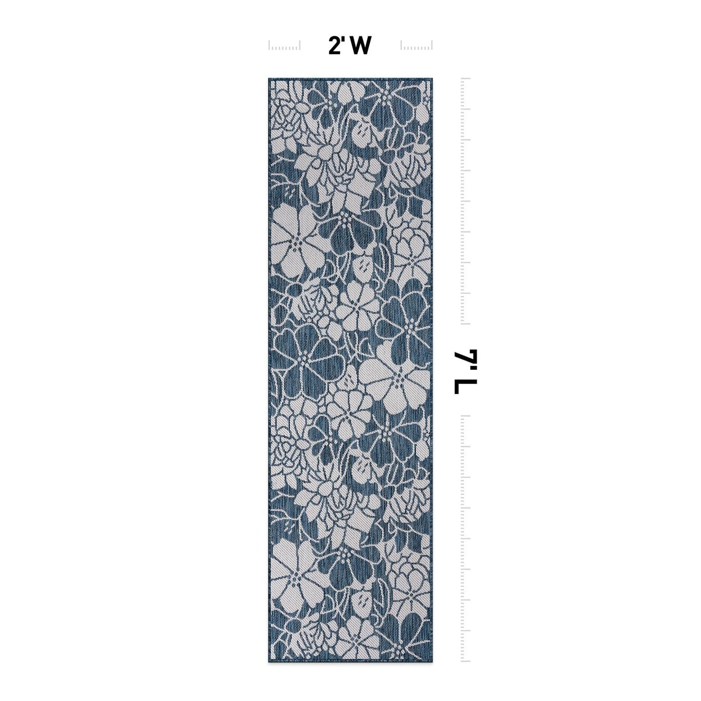 World Rug Gallery Modern Floral Flowers Textured Flat Weave Indoor/Outdoor Area Rug